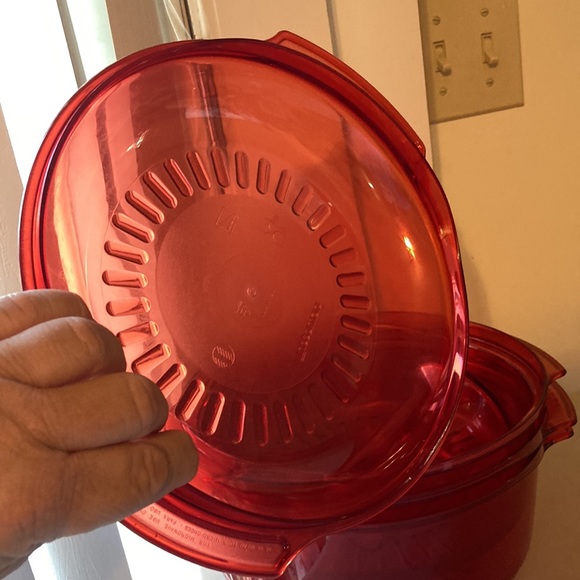 5 Pc TUPPERWARE TupperWave Stack Cooker Microwave Cranberry Steamer Bake - Picture 12 of 12